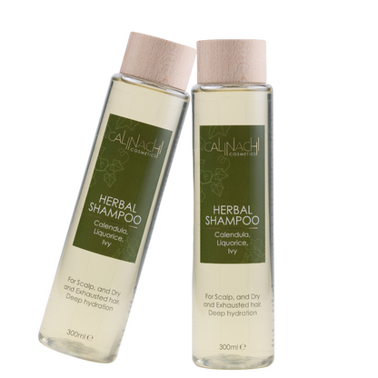 Shampoing aux herbes pour cheveux secs et abîmés, sans sulfate, 300 ml.